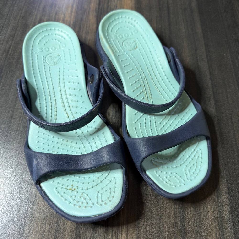 Crocs Meleen Twist Sandals Navy Blue Aqua Mint Green Strappy Slides Womens 8